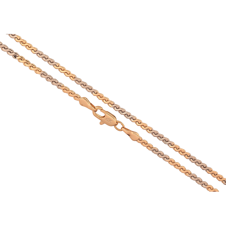 Цепочка Xuping цвет Позолота 18K + Родий "Плетение Серпантин" длина 45см х 2мм фото №12