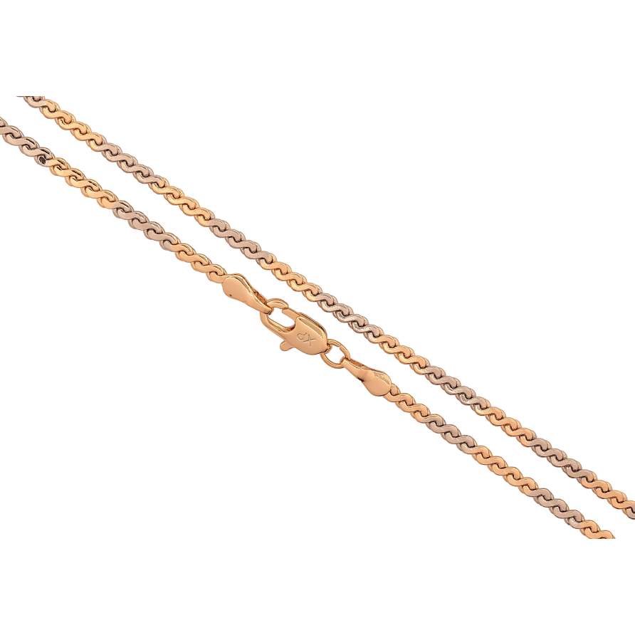 Цепочка Xuping цвет Позолота 18K + Родий "Плетение Серпантин" длина 45см х 2мм фото №1