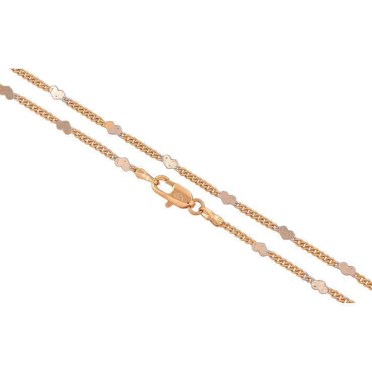 Цепочка Xuping цвет Позолота 18K + Родий "Плетение Панцирное с сердечками" длина 45см х 2-3мм фото №10