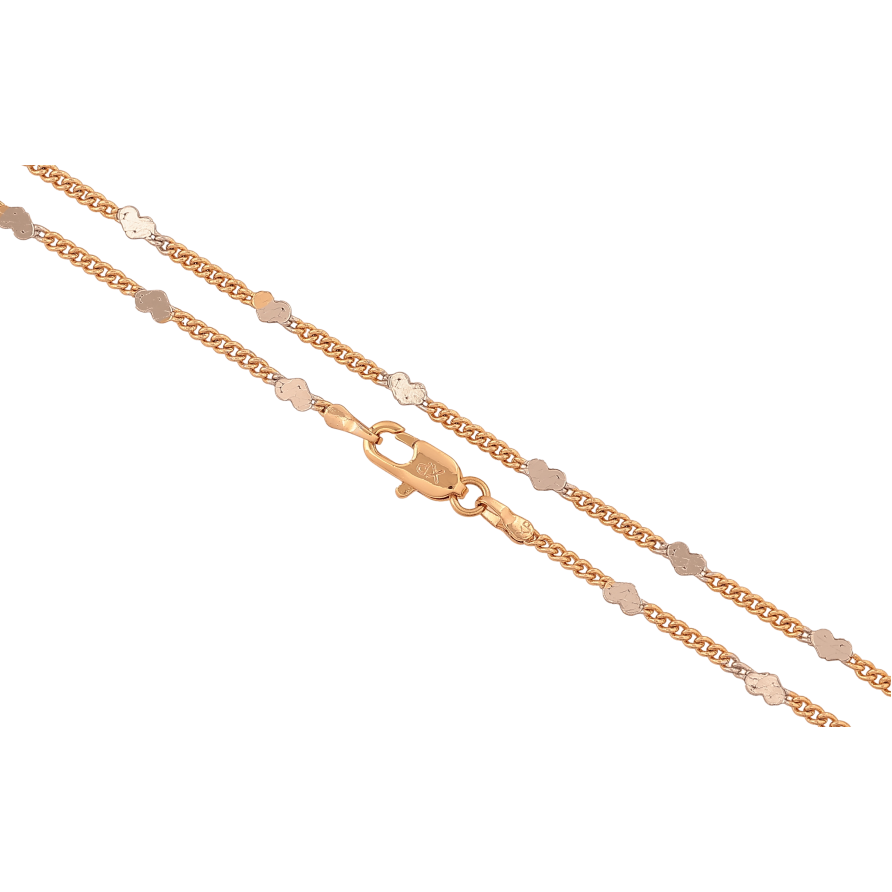 Цепочка Xuping цвет Позолота 18K + Родий "Плетение Панцирное с сердечками" длина 45см х 2-3мм фото №1