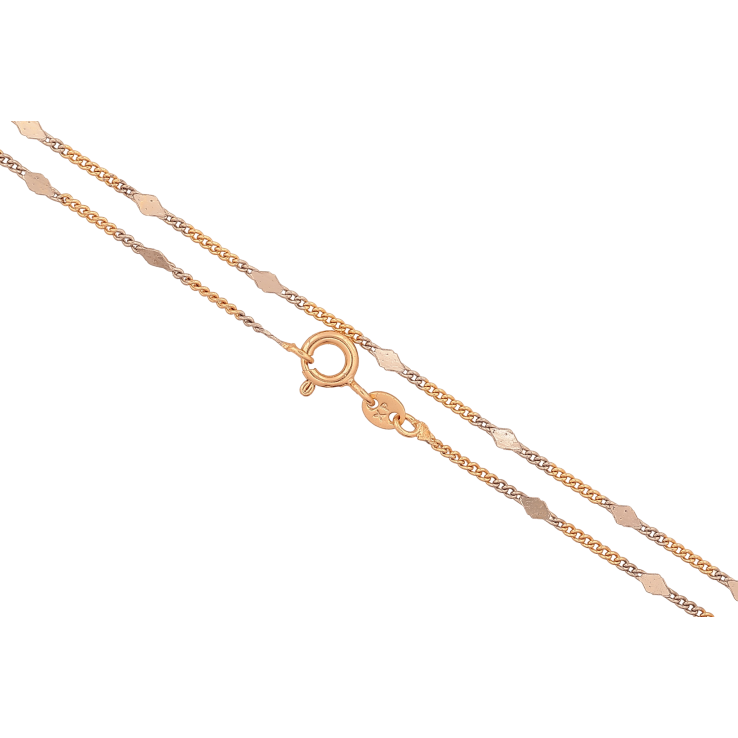 Ланцюжок Xuping колір Позолота 18K + Родій "Плетіння Панцирне з прокатаними ромбами" довжина 45см х 1-2мм фото №3