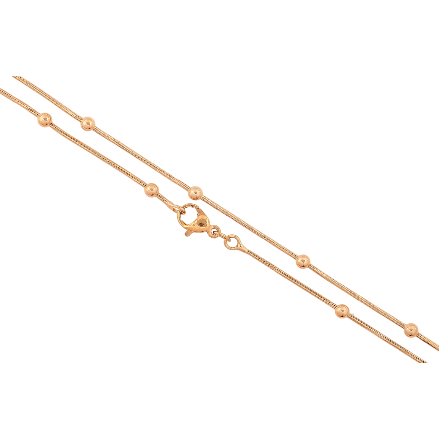Ланцюжок Xuping колір Позолота 18K "Плетіння Ювелірний шнур з намистинами" довжина 45см х 1-3мм фото №1