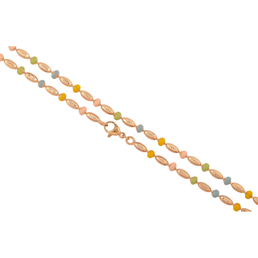 Цепочка Xuping цвет Позолота 18K "Плетение Перлина декоративная с цветной эмалью" длинна 50см х 3мм фото №1 Цепочка Xuping цвет Позолота 18K "Плетение Перлина декоративная с цветной эмалью" длинна 50см х 3мм фото №1