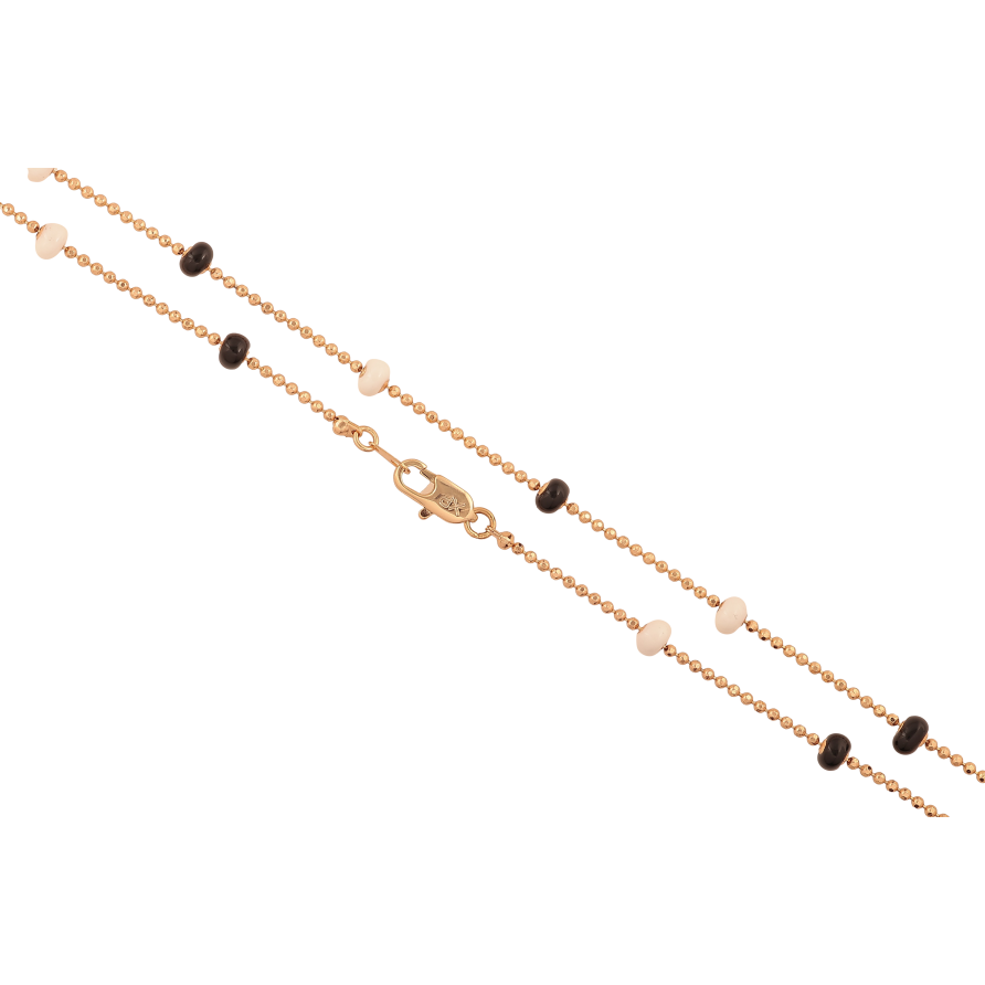 Ланцюжок Xuping колір Позолота 18K "Плетіння Перлина з чорно-білими емалевими намистинами" довжина 45см х 1.5-5мм фото №1