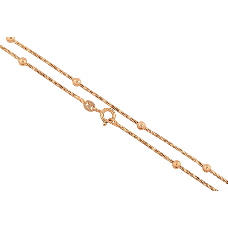 Цепочка Xuping цвет Позолота 18K "Плетение Ювелирный шнур с бусинами" длинна 50см х 1.5-3мм фото №1