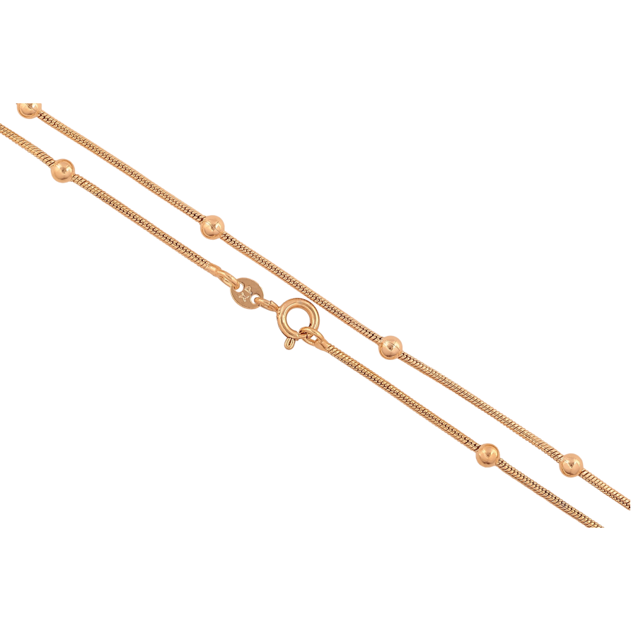 Цепочка Xuping цвет Позолота 18K "Плетение Ювелирный шнур с бусинами" длинна 50см х 1.5-3мм фото №1