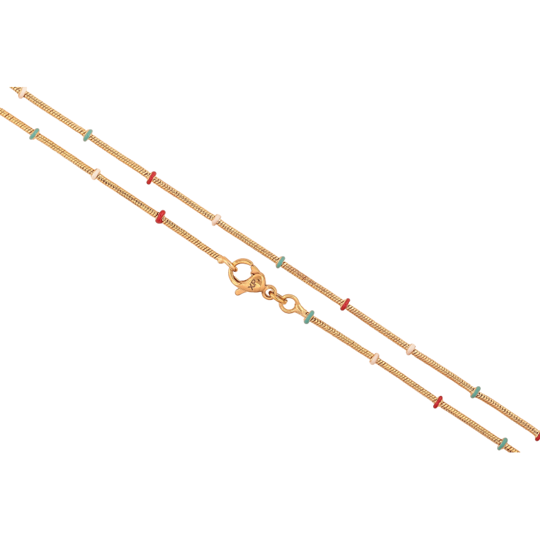 Ланцюжок Xuping колір Позолота 18K "Плетіння Ювелірний шнур з різнобарвними намистинами" довжина 50см х 1-2мм фото №1 Ланцюжок Xuping колір Позолота 18K "Плетіння Ювелірний шнур з різнобарвними намистинами" довжина 50см х 1-2мм фото №1