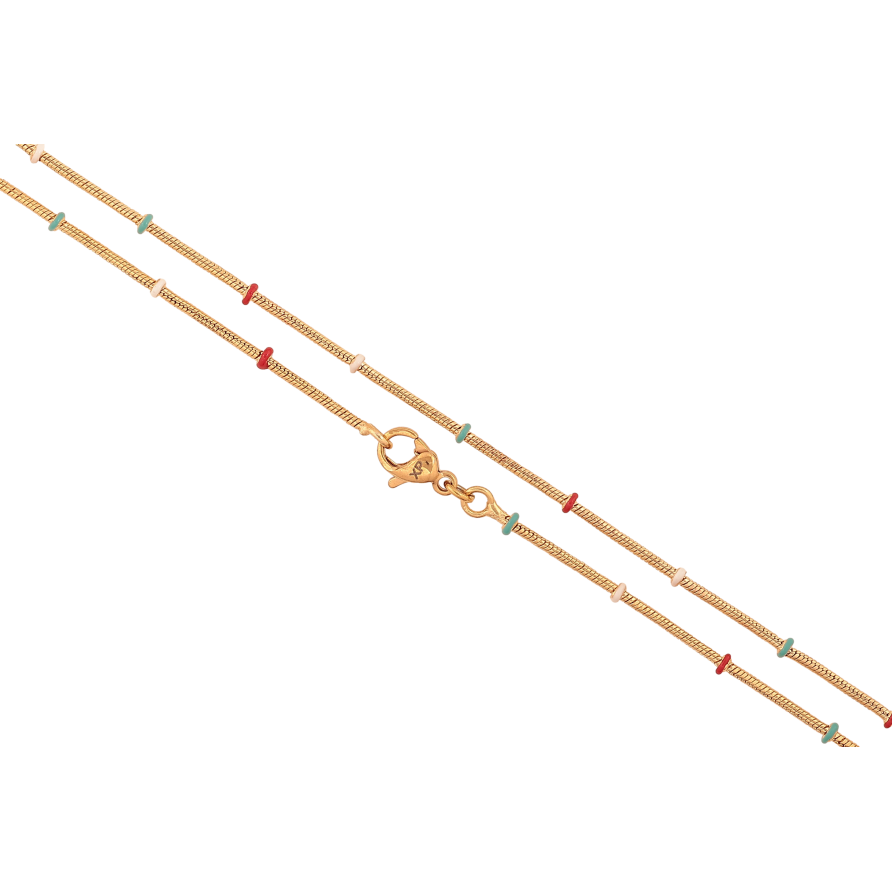 Ланцюжок Xuping колір Позолота 18K "Плетіння Ювелірний шнур з різнобарвними намистинами" довжина 45см х 1-2мм фото №1