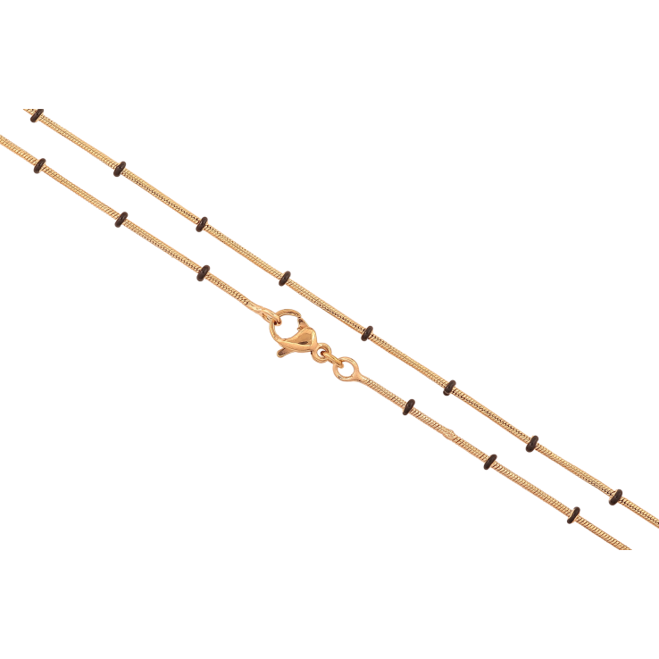 Цепочка Xuping цвет Позолота 18K "Плетение Ювелирный шнур с черными бусинами" длинна 45см х 1-2мм фото №25