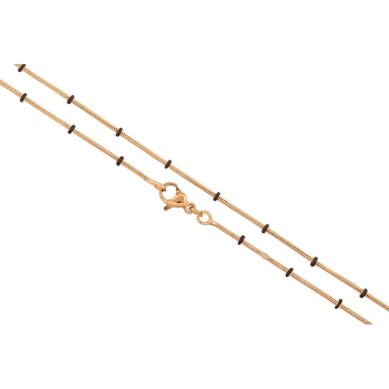 Цепочка Xuping цвет Позолота 18K "Плетение Ювелирный шнур с черными бусинами" длинна 45см х 1-2мм фото №1