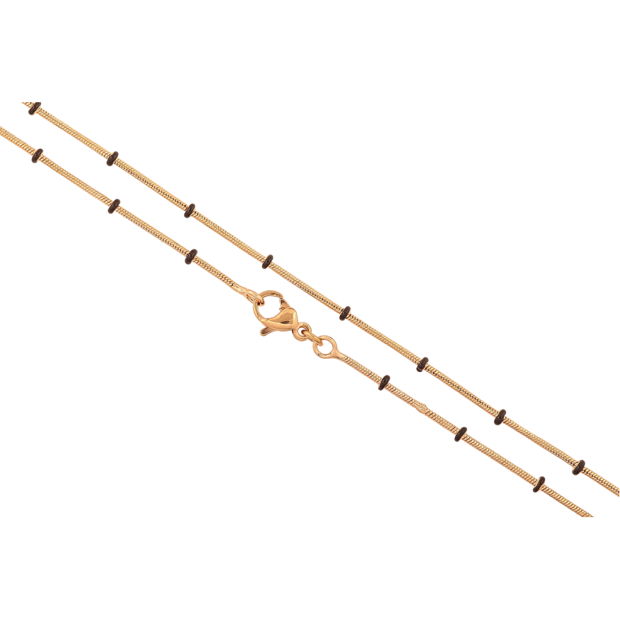 Цепочка Xuping цвет Позолота 18K "Плетение Ювелирный шнур с черными бусинами" длинна 45см х 1-2мм фото №1