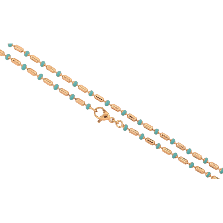 Цепочка Xuping цвет Позолота 18K "Плетение Перлина с голубой эмалью" длинна 44см х 2-3мм фото №5