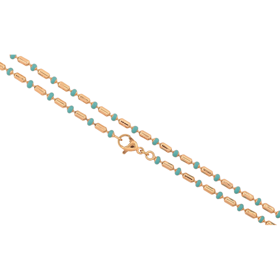 Цепочка Xuping цвет Позолота 18K "Плетение Перлина с голубой эмалью" длинна 44см х 2-3мм фото №1