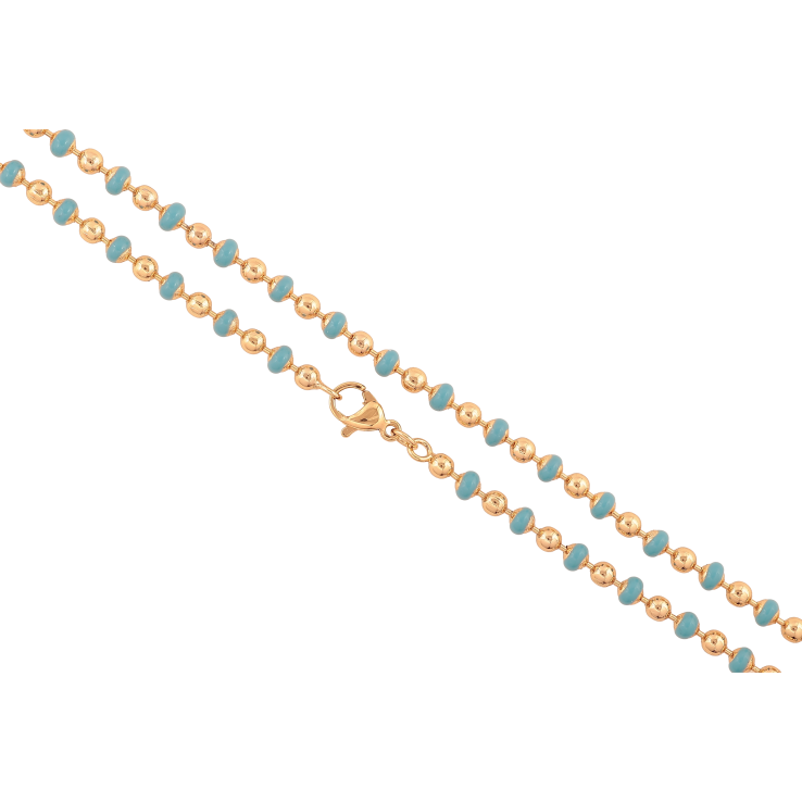 Цепочка Xuping цвет Позолота 18K "Плетение Перлина с голубой эмалью" длинна 45см х 3.5мм фото №11