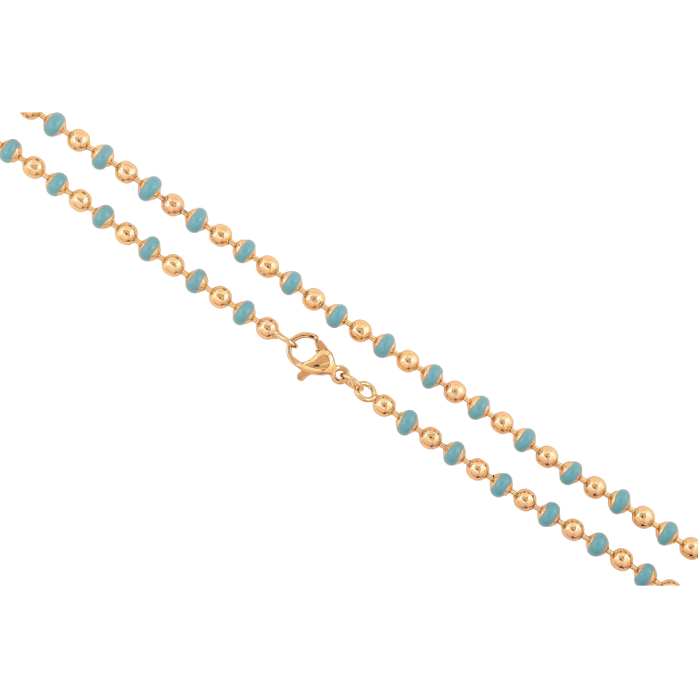 Цепочка Xuping цвет Позолота 18K "Плетение Перлина с голубой эмалью" длинна 45см х 3.5мм фото №1