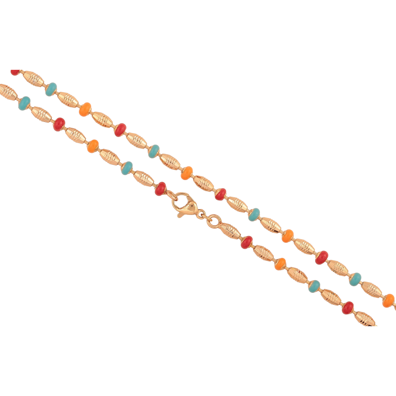 Цепочка Xuping цвет Позолота 18K "Плетение Перлина с разноцветной эмалью" длинна 45см х 3-4мм фото №3