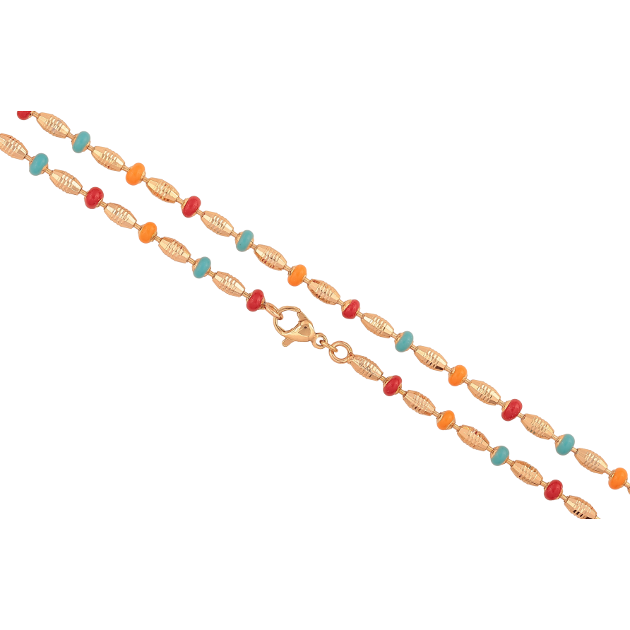 Цепочка Xuping цвет Позолота 18K "Плетение Перлина с разноцветной эмалью" длинна 45см х 3-4мм фото №1