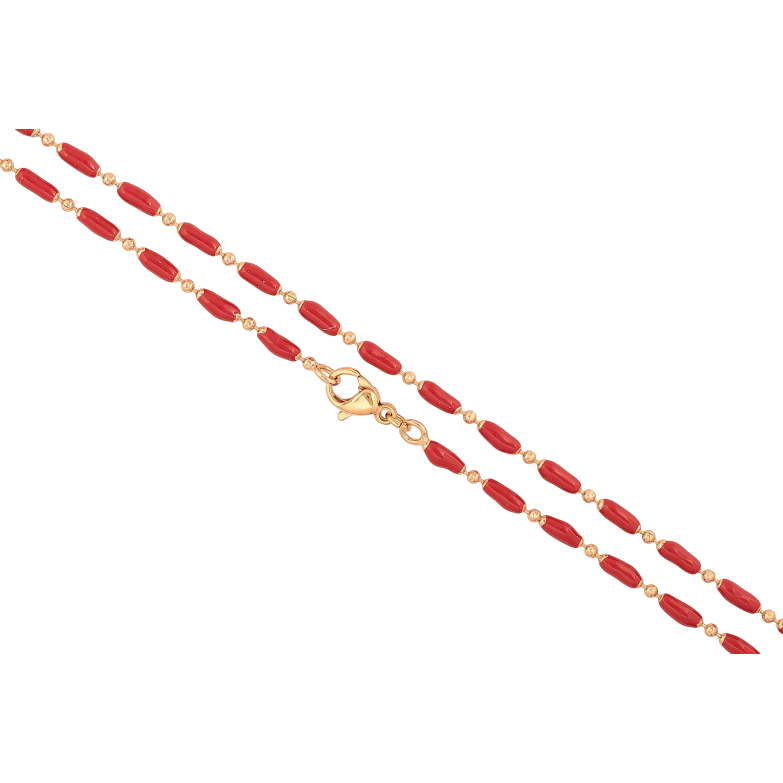 Цепочка Xuping цвет Позолота 18K "Плетение Перлина с красной эмалью" длинна 45см х 1.5-3мм фото №1