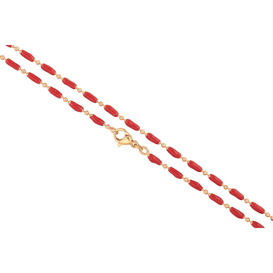 Цепочка Xuping цвет Позолота 18K "Плетение Перлина с красной эмалью" длинна 45см х 1.5-3мм фото №1