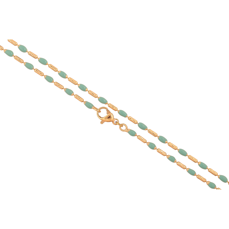 Ланцюжок Xuping колір Позолота 18K "Плетіння Перлина з блакитними намистинами" довжина 45см х 1.5-2мм фото №10