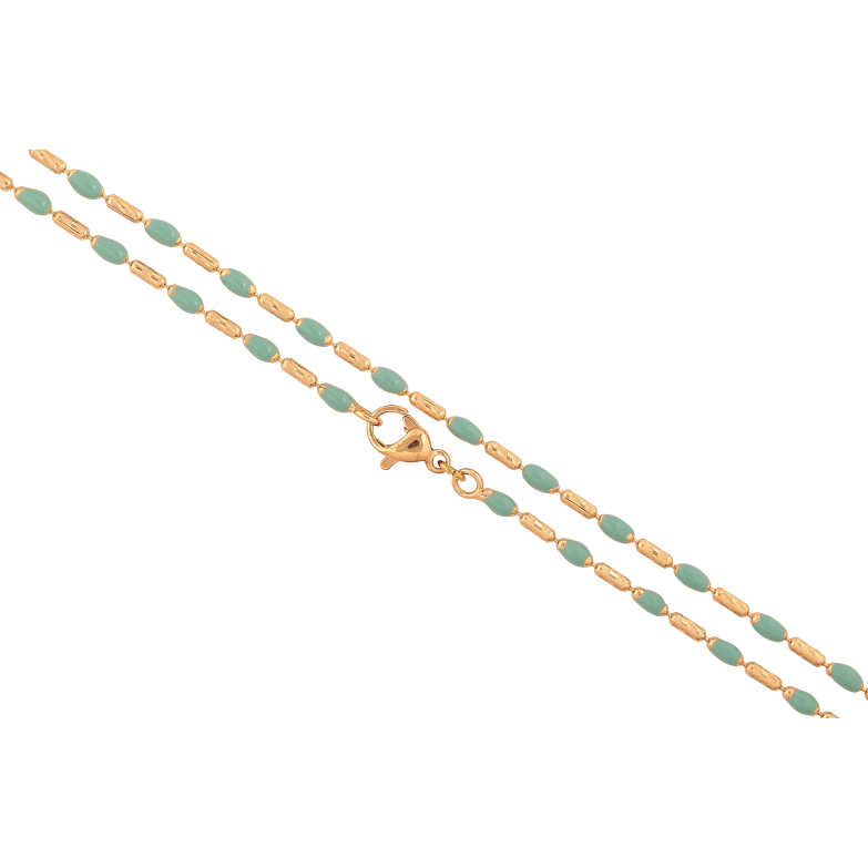 Цепочка Xuping цвет Позолота 18K "Плетение Перлина с голубыми бусинами" длина 45см х 1.5-2мм фото №1 Цепочка Xuping цвет Позолота 18K "Плетение Перлина с голубыми бусинами" длина 45см х 1.5-2мм фото №1