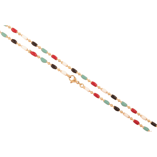Цепочка Xuping цвет Позолота 18K "Плетение Перлина с разноцветной эмалью" длина 46см х 2-4мм фото №1