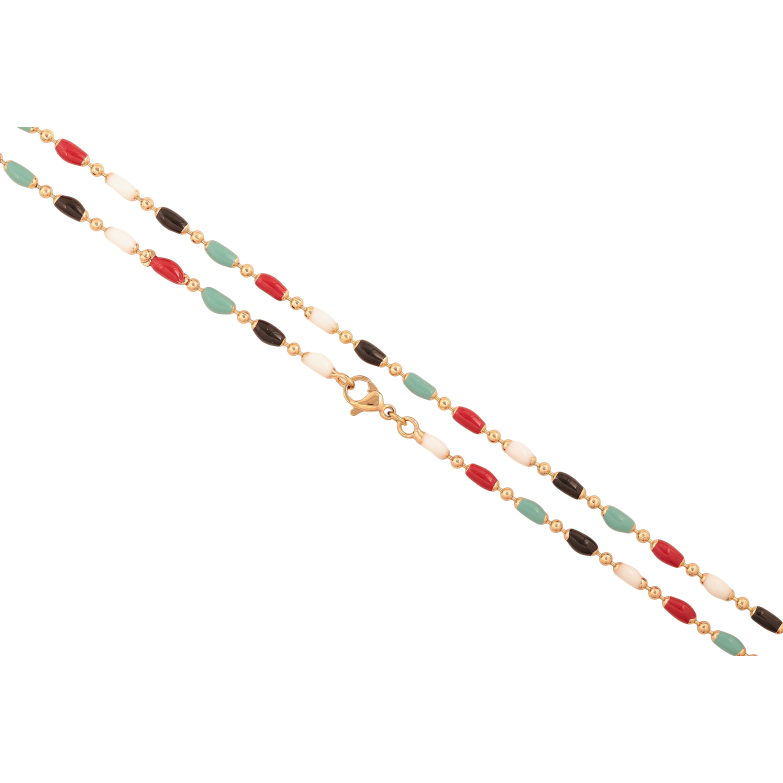 Цепочка Xuping цвет Позолота 18K "Плетение Перлина с разноцветной эмалью" длина 46см х 2-4мм фото №1