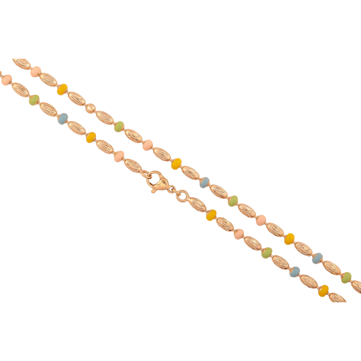 Цепочка Xuping цвет Позолота 18K "Плетение Перлина декоративная с цветной эмалью" длинна 50см х 3-4мм фото №3