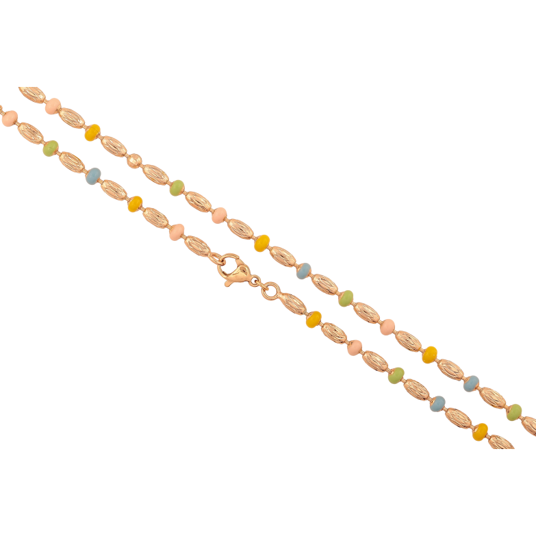 Ланцюжок Xuping колір Позолота 18K "Плетіння Перлина декоративна з кольоровою емаллю" довжина 50см х 3-4мм фото №1 Ланцюжок Xuping колір Позолота 18K "Плетіння Перлина декоративна з кольоровою емаллю" довжина 50см х 3-4мм фото №1