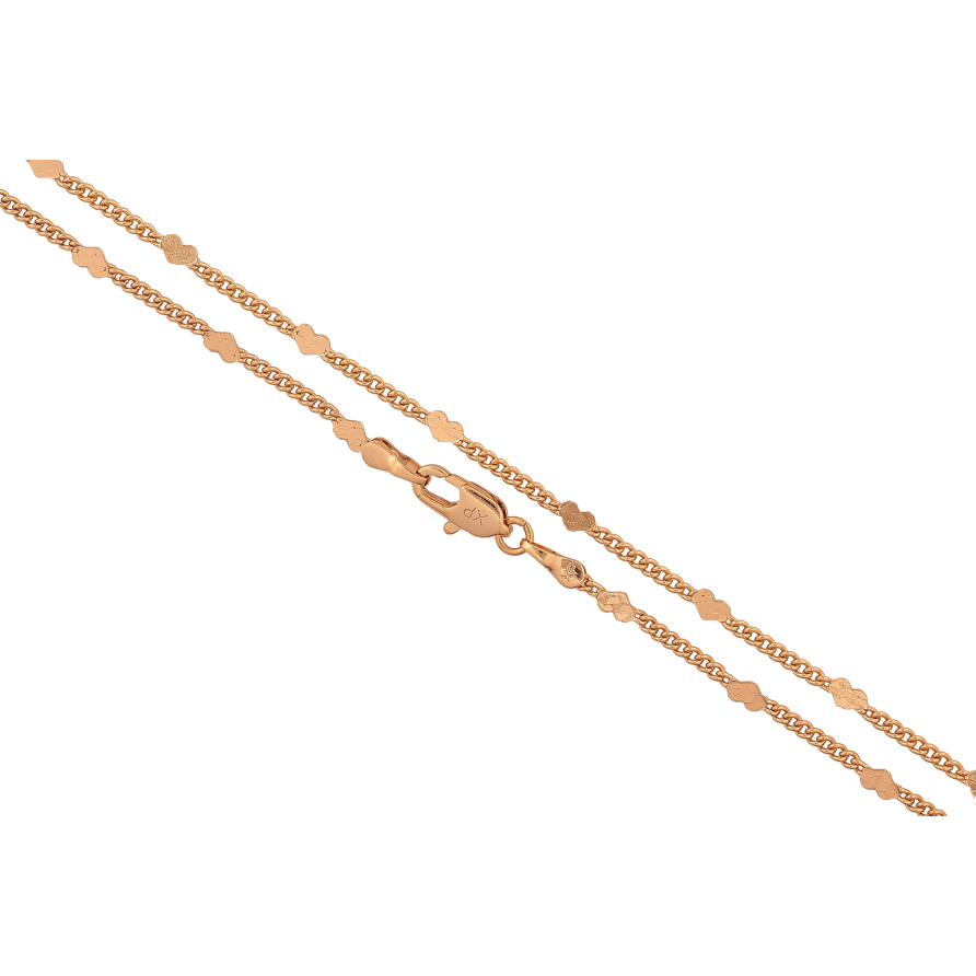 Цепочка Xuping цвет Позолота 18K "Плетение Панцирное с сердечками" длинна 45см х 2-3мм фото №1