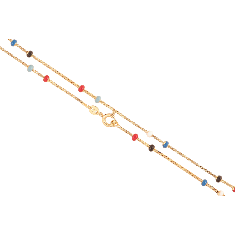 Ланцюжок Xuping колір Позолота 18K "Плетіння Венеціанське з різнокольоровими намистинами" довжина 45см х 1-3мм фото №1