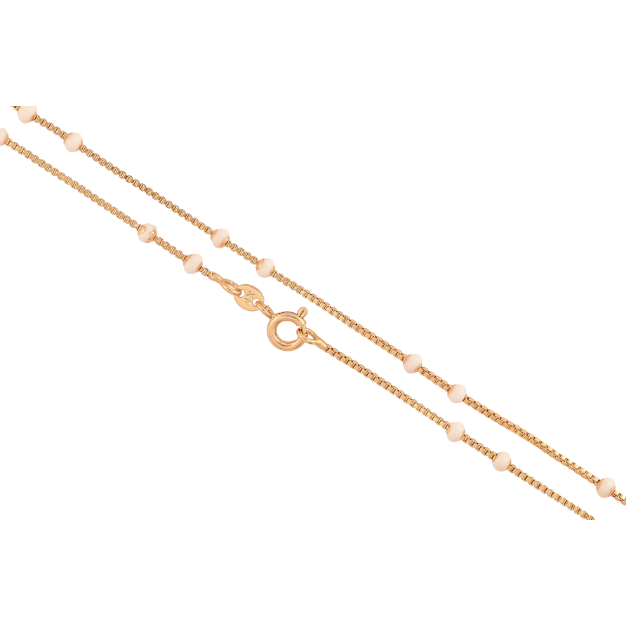 Ланцюжок Xuping колір Позолота 18K "Плетіння Венеціанське з білими намистинами" довжина 45см х 1-3мм фото №1 Ланцюжок Xuping колір Позолота 18K "Плетіння Венеціанське з білими намистинами" довжина 45см х 1-3мм фото №1