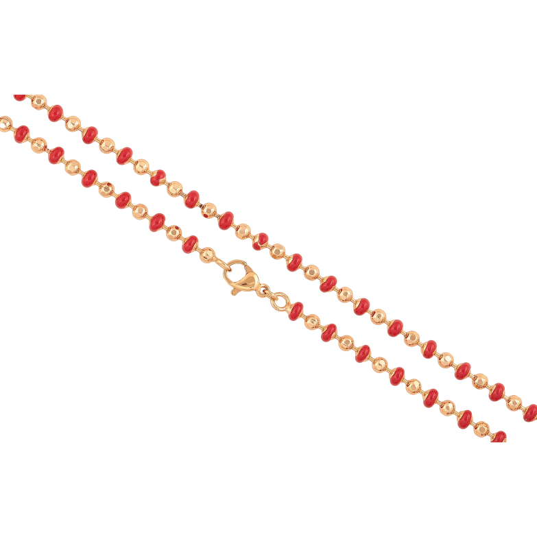 Цепочка Xuping цвет Позолота 18K "Плетение Перлина с красной эмалью" длинна 44см х 3-4мм фото №1