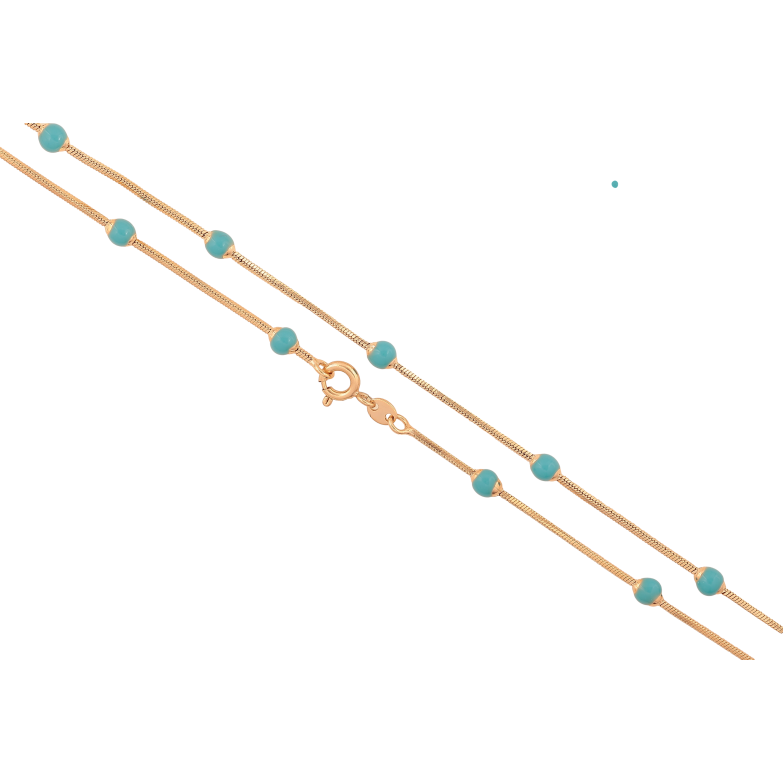 Ланцюжок Xuping колір Позолота 18K "Плетіння Ювелірний шнур з блакитними намистинами" довжина 45см х 1-4мм фото №2 Ланцюжок Xuping колір Позолота 18K "Плетіння Ювелірний шнур з блакитними намистинами" довжина 45см х 1-4мм фото №2