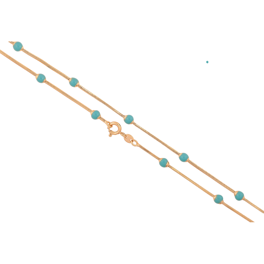 Ланцюжок Xuping колір Позолота 18K "Плетіння Ювелірний шнур з блакитними намистинами" довжина 45см х 1-4мм фото №1 Ланцюжок Xuping колір Позолота 18K "Плетіння Ювелірний шнур з блакитними намистинами" довжина 45см х 1-4мм фото №1