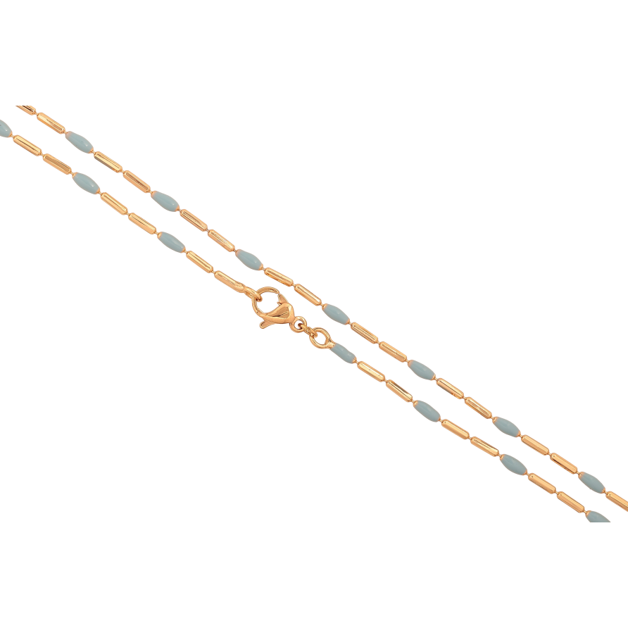 Ланцюжок Xuping колір Позолота 18K "Плетіння Перліїну з блакитною емаллю" довжина 45см х 1-2мм фото №1 Ланцюжок Xuping колір Позолота 18K "Плетіння Перліїну з блакитною емаллю" довжина 45см х 1-2мм фото №1