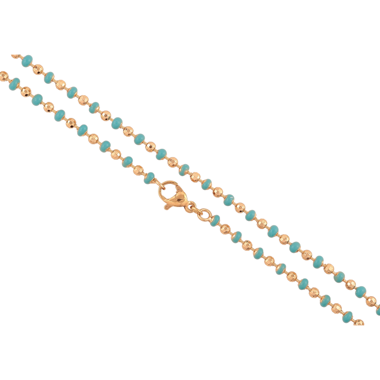 Цепочка Xuping цвет Позолота 18K "Плетение Перлина с голубой эмалью" длинна 44см х 2-3мм фото №13