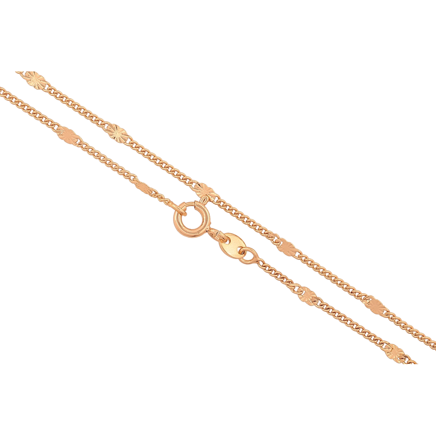 Ланцюжок Xuping колір Позолота 18K "Плетіння Панцирне з прокаткою" довжина 45см х 1.5-2мм фото №1