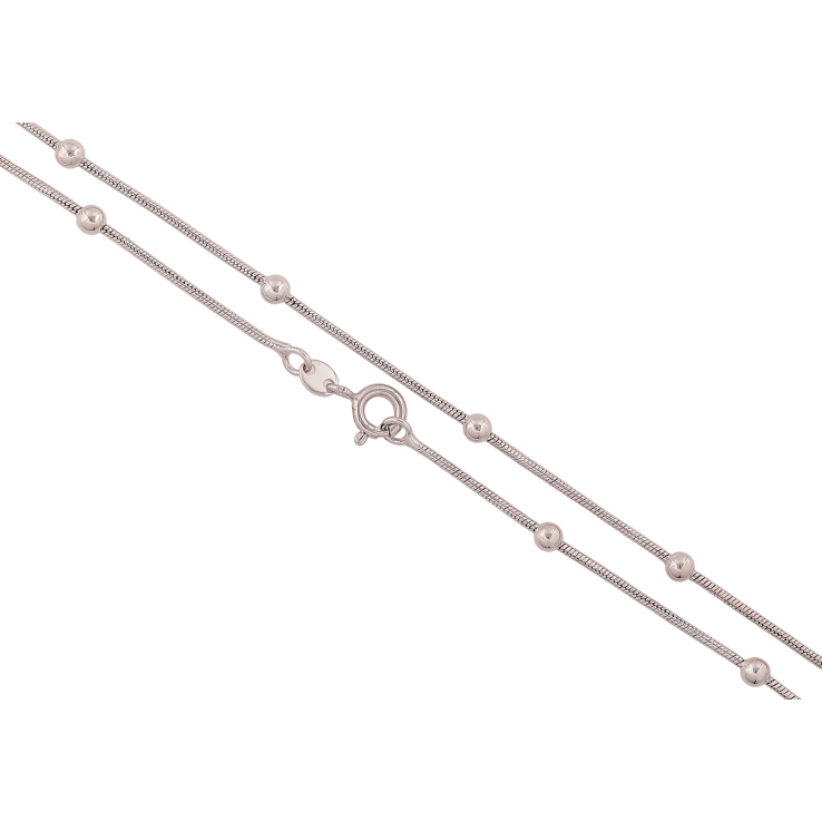 Ланцюжок Xuping колір Родій "Ювелірний шнур з намистинами" довжина 60см х 1-3мм фото №12