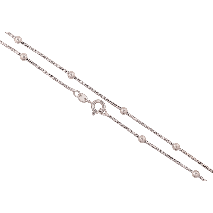 Ланцюжок Xuping колір Родій "Ювелірний шнур з намистинами" довжина 60см х 1-3мм фото №1