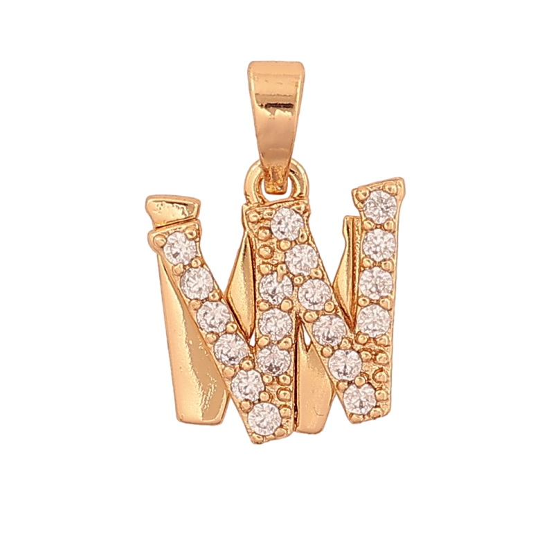 Кулон Xuping цвет Позолота 18K "Буква W с кристаллами" для цепочки до 5мм фото №1