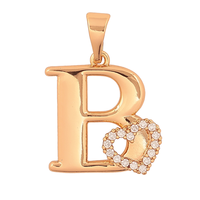 Кулон Xuping цвет Позолота 18K "Буква B с сердечком" для цепочки до 7мм фото №1