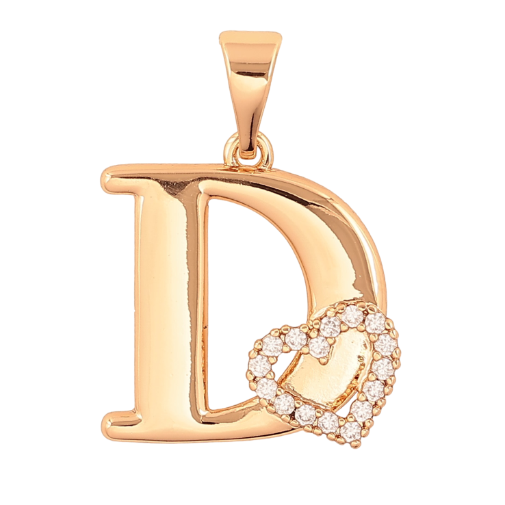 Кулон Xuping цвет Позолота 18K "Буква D с сердечком" для цепочки до 7мм фото №9