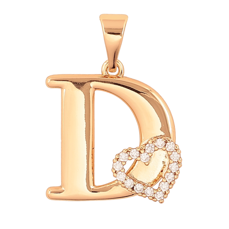 Кулон Xuping колір Позолота 18K "Літера D з серцем" для ланцюжка до 7мм фото №1