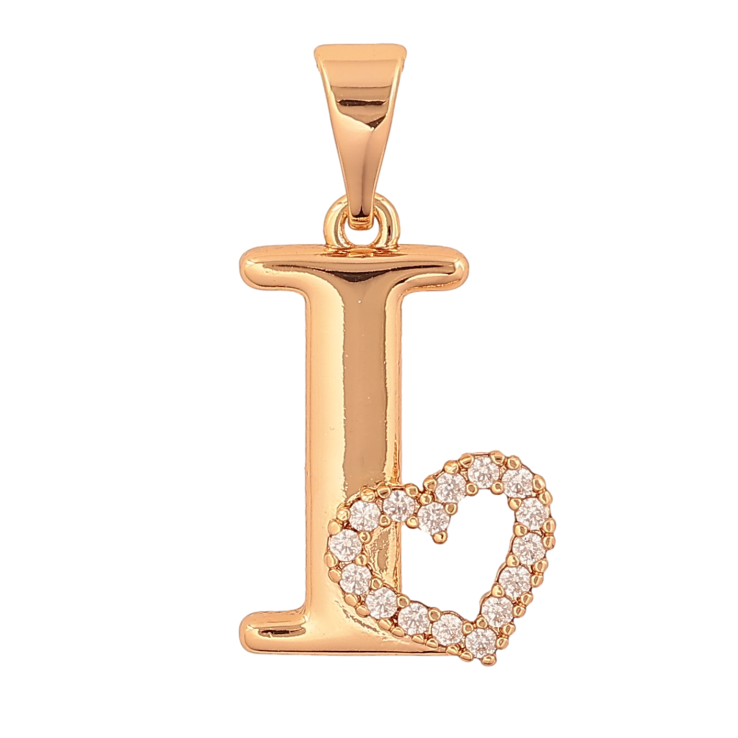 Кулон Xuping цвет Позолота 18K "Буква I с сердечком" для цепочки до 7мм фото №13