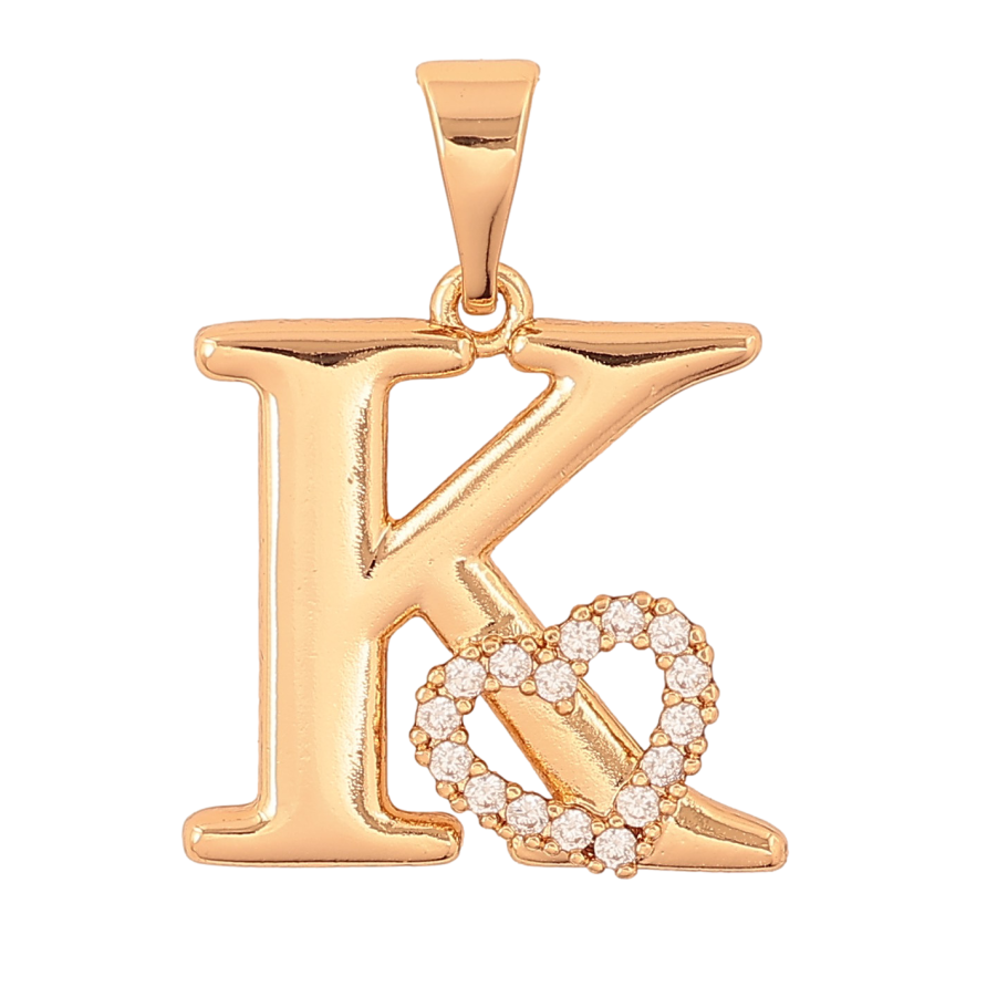 Кулон Xuping цвет Позолота 18K "Буква K с сердечком" для цепочки до 7мм фото №1