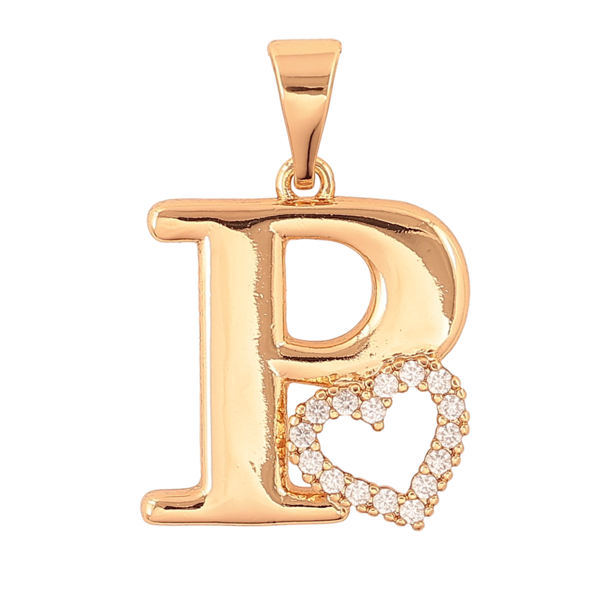 Кулон Xuping цвет Позолота 18K "Буква P с сердечком" для цепочки до 7мм фото №1