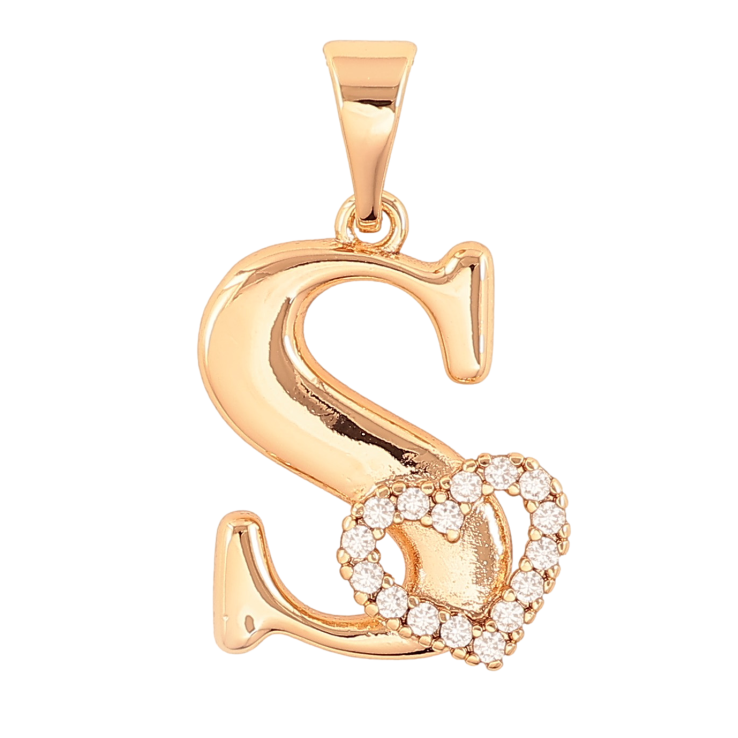 Кулон Xuping цвет Позолота 18K "Буква S с сердечком" для цепочки до 7мм фото №21