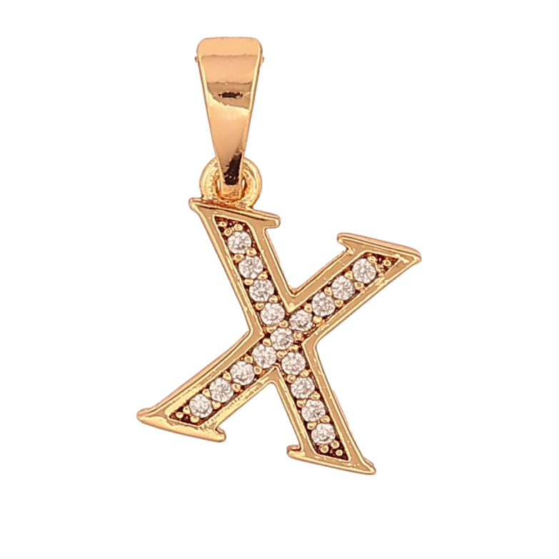 Кулон Xuping колір Позолота 18K "Літера X з кристалами" для ланцюжка до 5мм фото №1