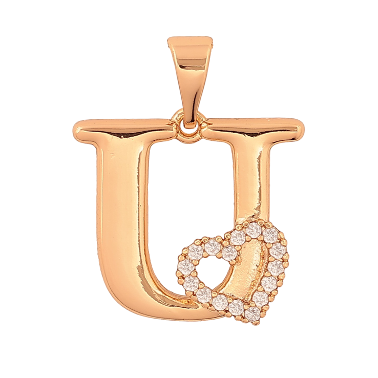 Кулон Xuping цвет Позолота 18K "Буква U с сердечком" для цепочки до 7мм фото №23
